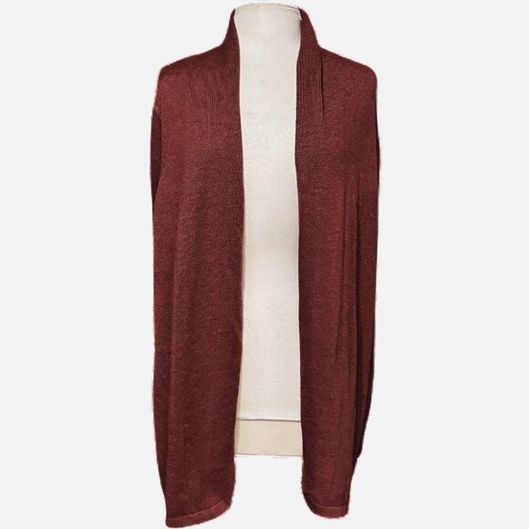 Ella Moss MSRP $70 Very Soft Open Front Cardigan Burgandy Cozy Long Sleeve XL - Picture 1 of 7